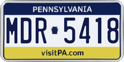 PA license plate MDR5418