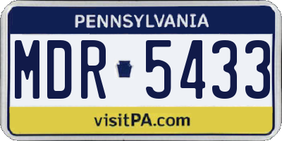 PA license plate MDR5433