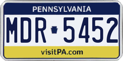 PA license plate MDR5452