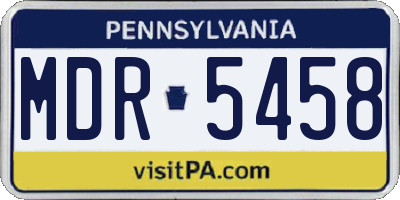 PA license plate MDR5458