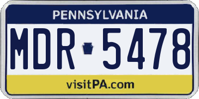 PA license plate MDR5478