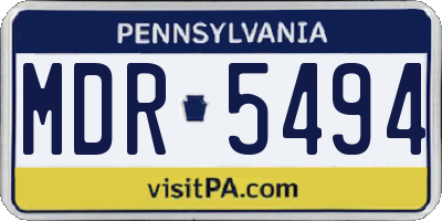 PA license plate MDR5494