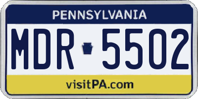 PA license plate MDR5502
