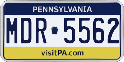 PA license plate MDR5562