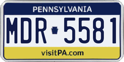PA license plate MDR5581