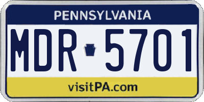 PA license plate MDR5701