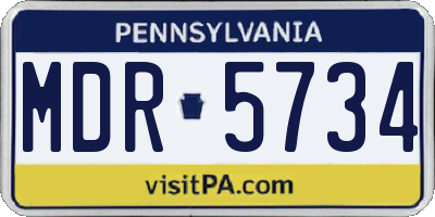 PA license plate MDR5734