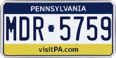 PA license plate MDR5759