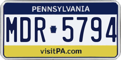 PA license plate MDR5794
