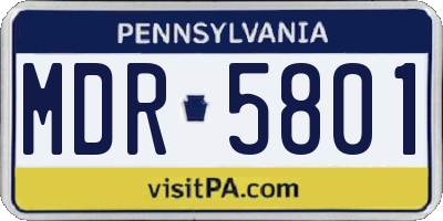 PA license plate MDR5801