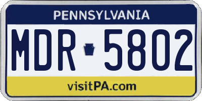 PA license plate MDR5802