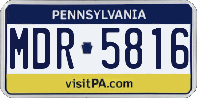 PA license plate MDR5816