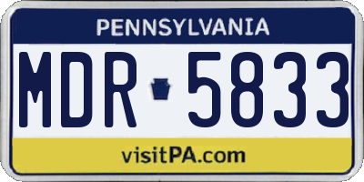 PA license plate MDR5833