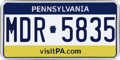 PA license plate MDR5835