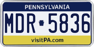 PA license plate MDR5836