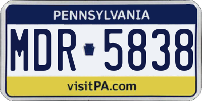 PA license plate MDR5838