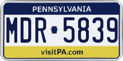 PA license plate MDR5839