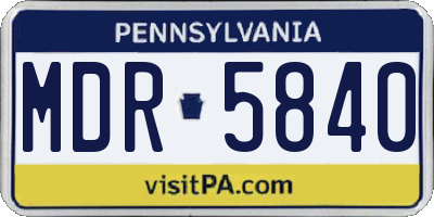 PA license plate MDR5840