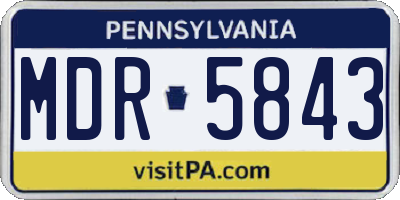 PA license plate MDR5843