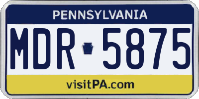 PA license plate MDR5875