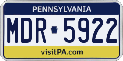 PA license plate MDR5922