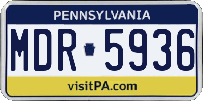 PA license plate MDR5936