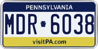 PA license plate MDR6038