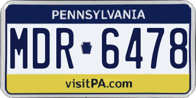 PA license plate MDR6478