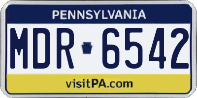 PA license plate MDR6542