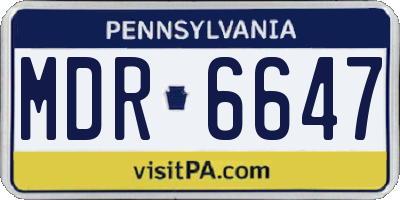 PA license plate MDR6647
