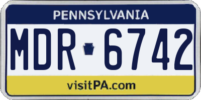 PA license plate MDR6742