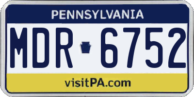 PA license plate MDR6752