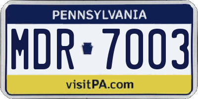 PA license plate MDR7003