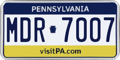 PA license plate MDR7007