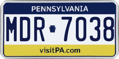 PA license plate MDR7038
