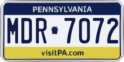 PA license plate MDR7072