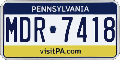 PA license plate MDR7418