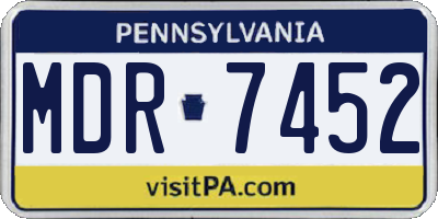 PA license plate MDR7452