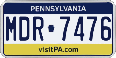 PA license plate MDR7476