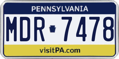 PA license plate MDR7478