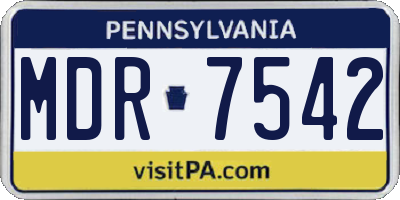 PA license plate MDR7542