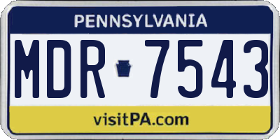 PA license plate MDR7543