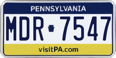 PA license plate MDR7547