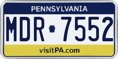 PA license plate MDR7552