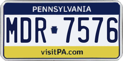 PA license plate MDR7576