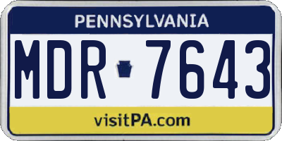 PA license plate MDR7643