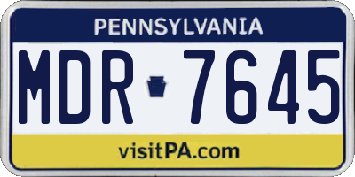 PA license plate MDR7645