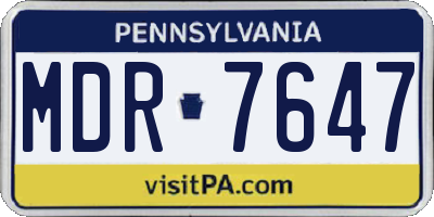 PA license plate MDR7647
