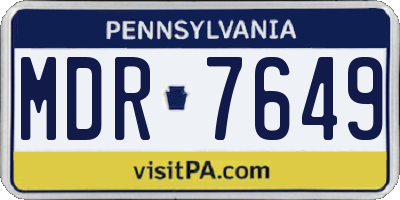 PA license plate MDR7649