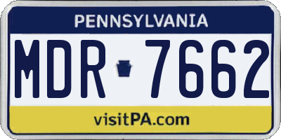 PA license plate MDR7662